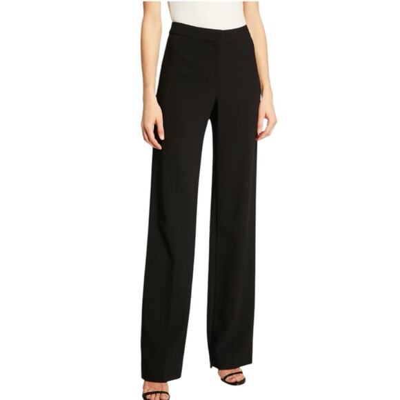 NEW St. John Caviar Wool Diana Straight Leg Boot Ankle Career Trousers Black NWT